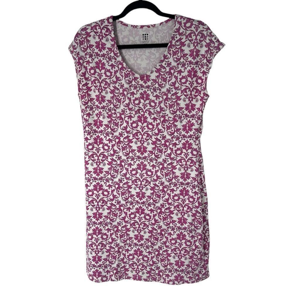 Title‎ Nine Daring Dress Pink White Paisley Short Sleeve Active